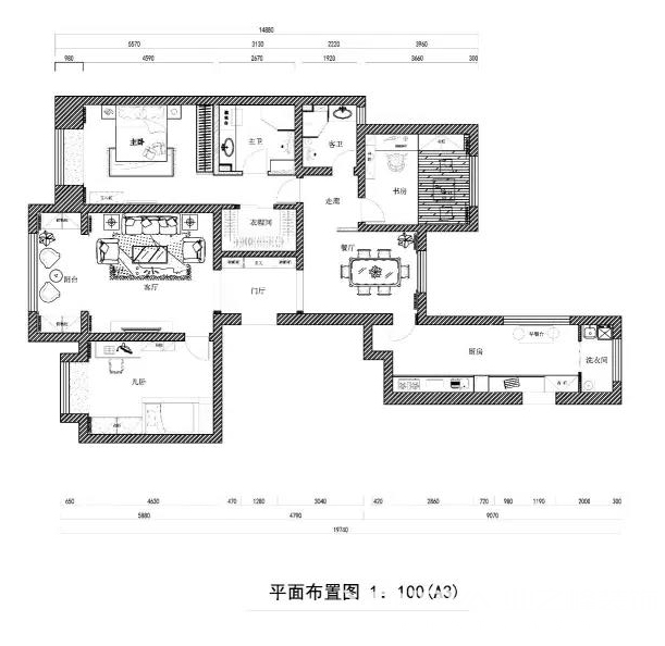 华润中海幸福里-157㎡现代简约风格-太原业之峰装饰