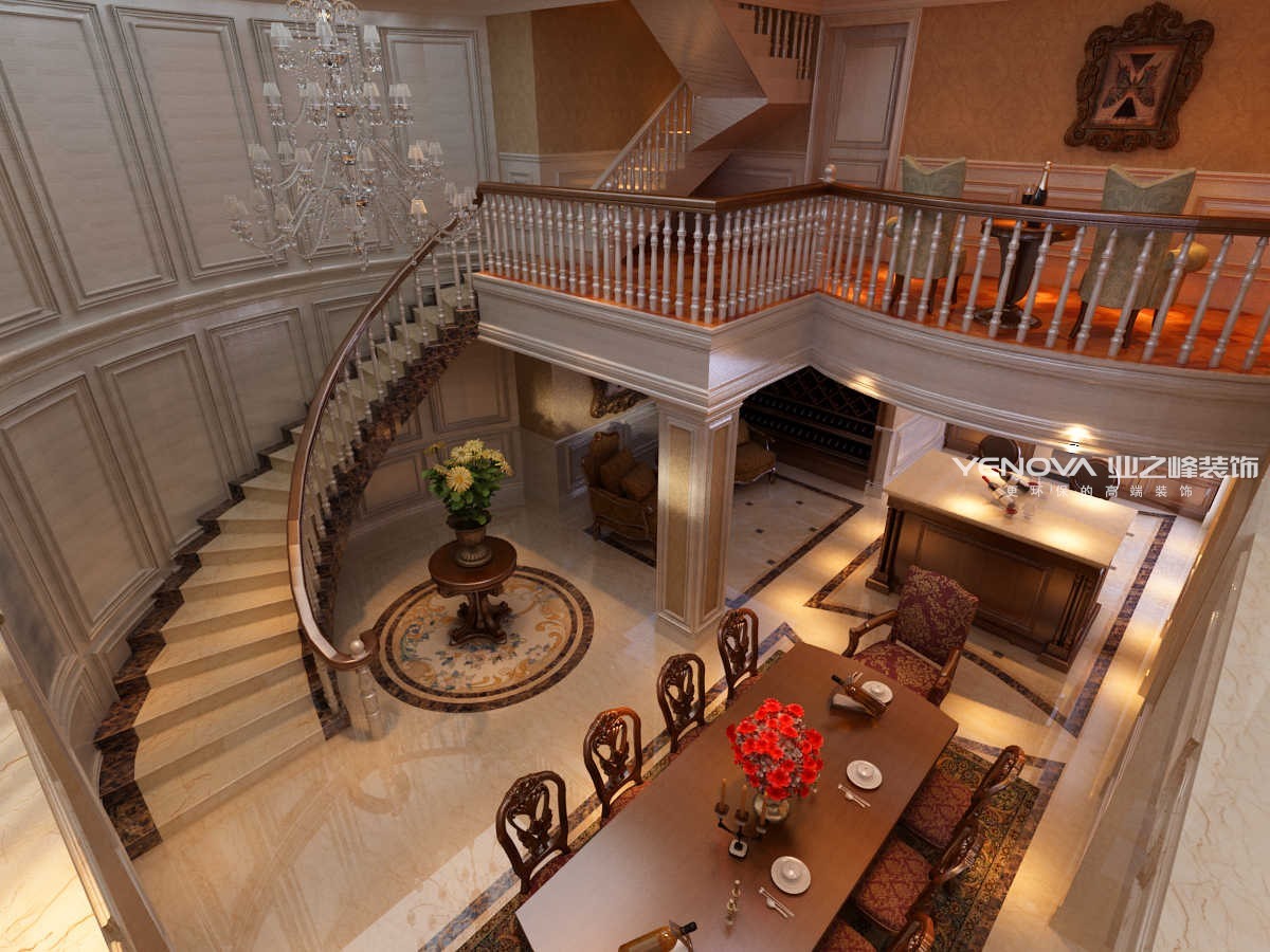 业之峰385平金地檀境下跃欧式风格装饰装修案例效果图